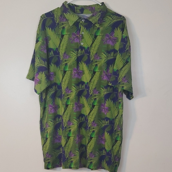 Bogey Is Life Other - Bogey Is Life Bamboo Tropical Print Mens Golf Polo Size XL Athletic Fit Heavy